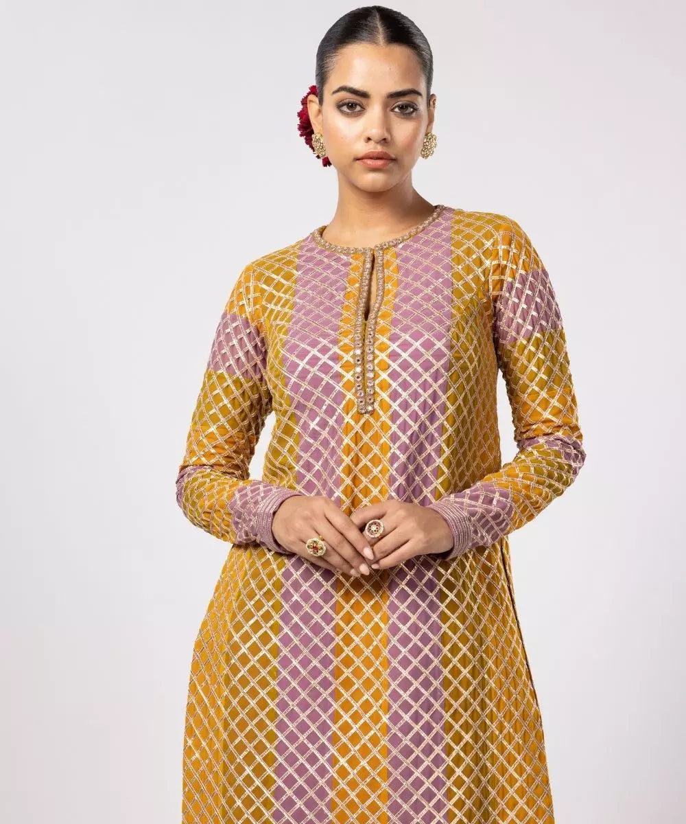 VVANI VATS - Mustard multicolor Pant Kurta  Set